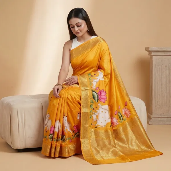 Orange_Semi_Crepe_Printed_Mysore_Silk_Aarshini_Saree_For_Women