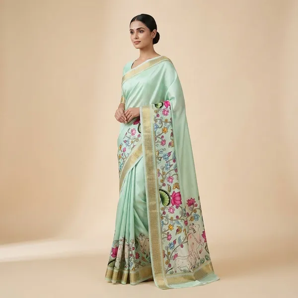 Pista_Green_Semi_Crepe_Printed_Mysore_Silk_Aarshini_Saree_For_Women