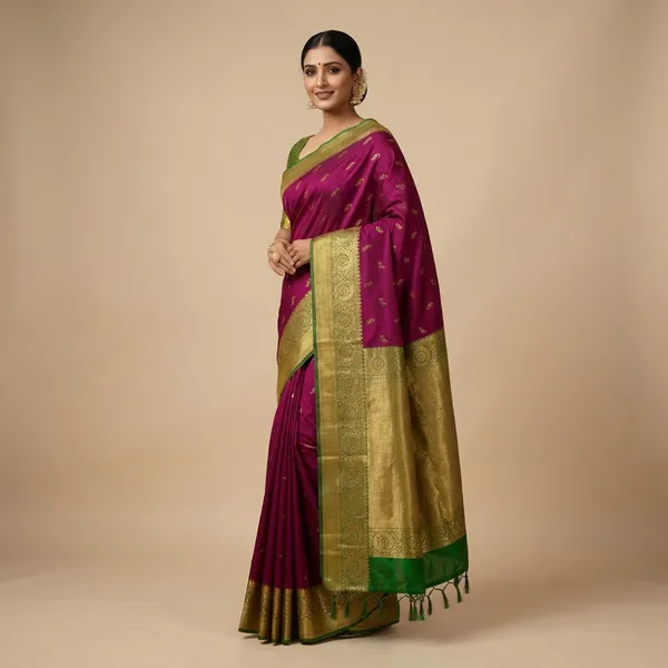 Rani_Magenta_Soft_Silk_Aryahi_Kadiyal_Paithani_Saree_For_Women