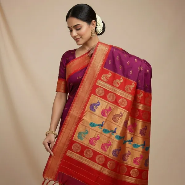 Royal_Plum_Soft_Silk_Aryahi_Kadiyal_Paithani_Saree_For_Women