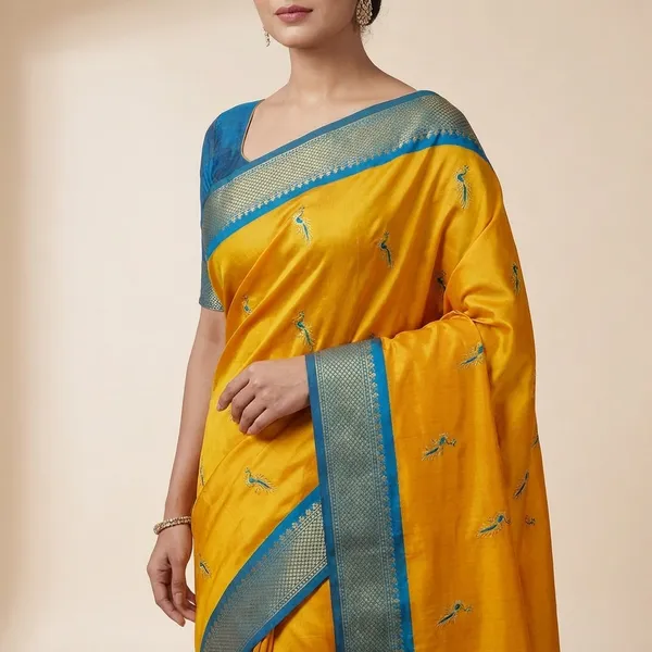 Mustard_Yellow_Soft_Silk_Aryahi_Kadiyal_Paithani_Saree_For_Women