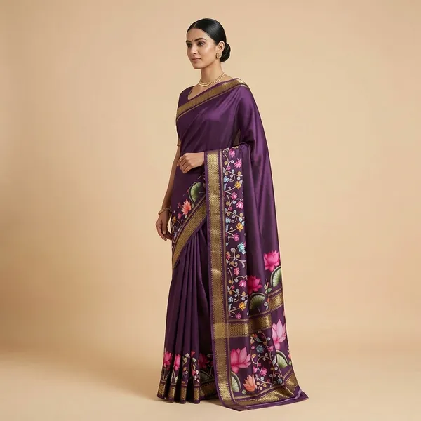 Purple_Semi_Crepe_Printed_Mysore_Silk_Aarshini_Saree_For_Women