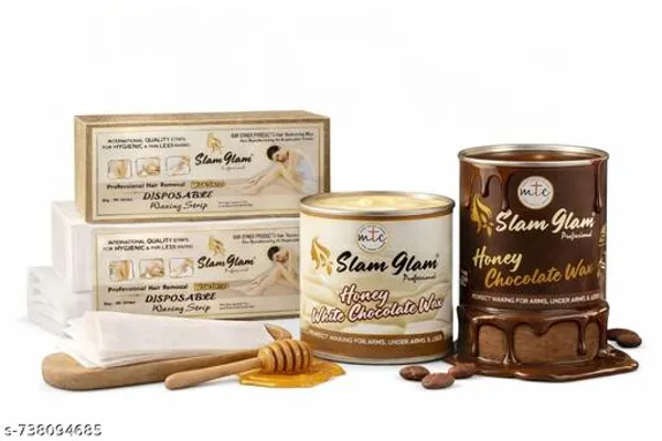 Professional_Honey_Chocolate_Waxing_Combo_With_Disposable_Wax_Strips_White_Chocolate_Wax_Choclate_Wax_Wax_Strips_120_Each_Jar_500G_X_2