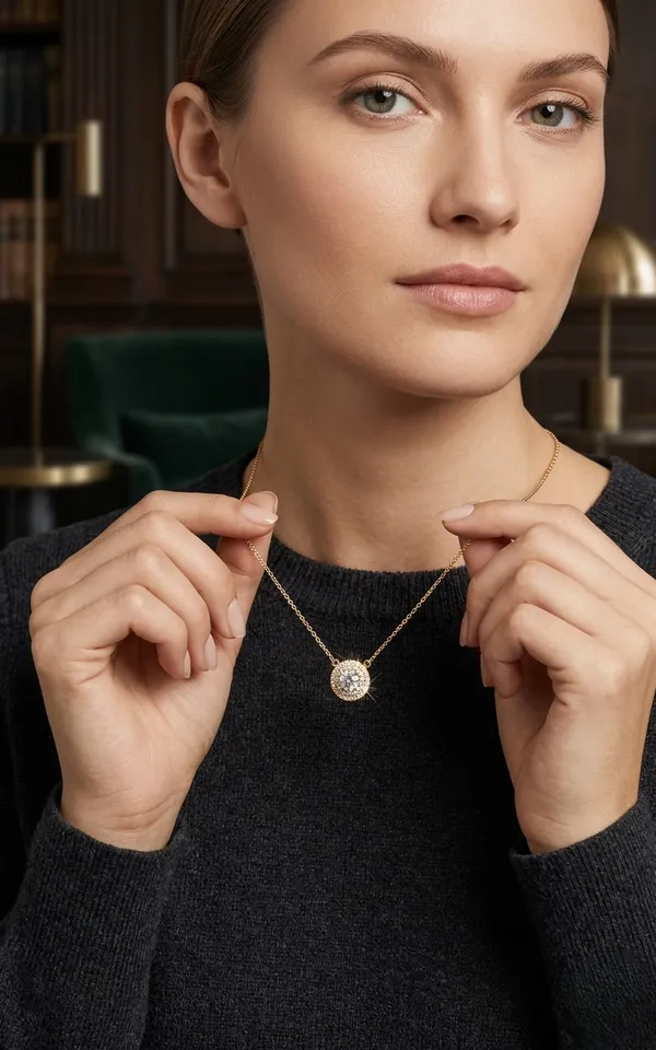 Elegant_Rose_Gold_Halo_Crystal_Pendant_Necklace