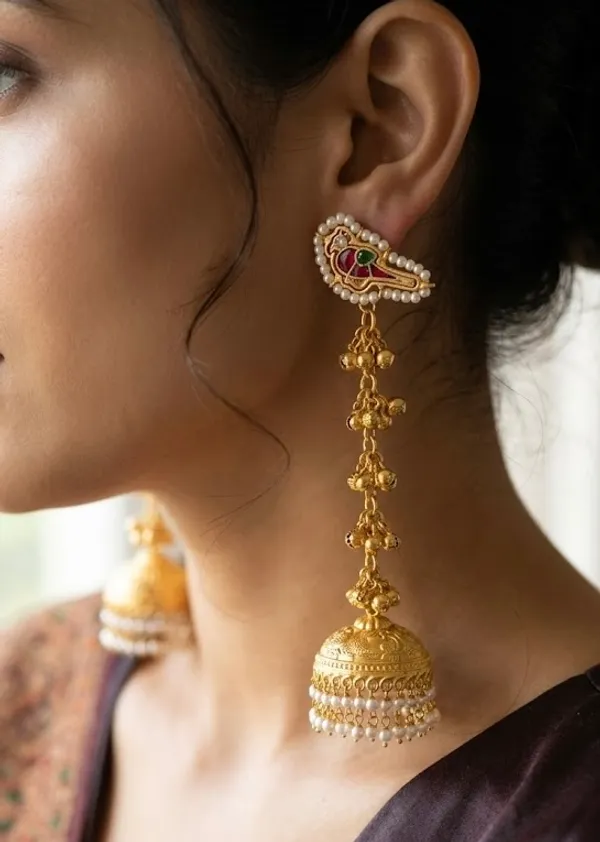 Traditional_Gold-Plated_Peacock_Jhumka_Earrings_With_Pearls