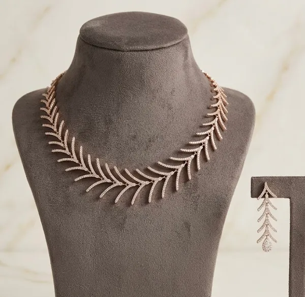 Rose_Gold_Leaf_Design_Necklace_And_Earrings_Jewelry_Set