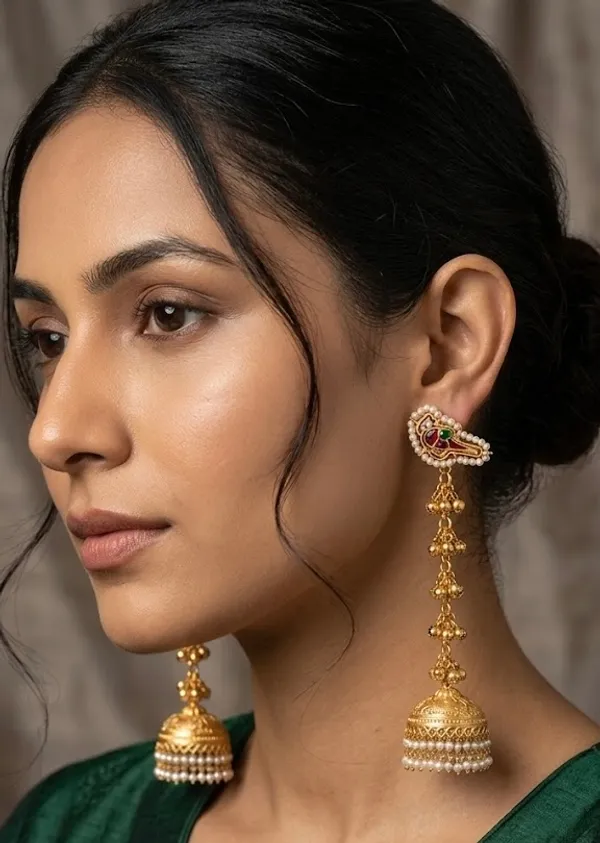 Traditional_Gold-Plated_Peacock_Jhumka_Earrings_With_Pearls