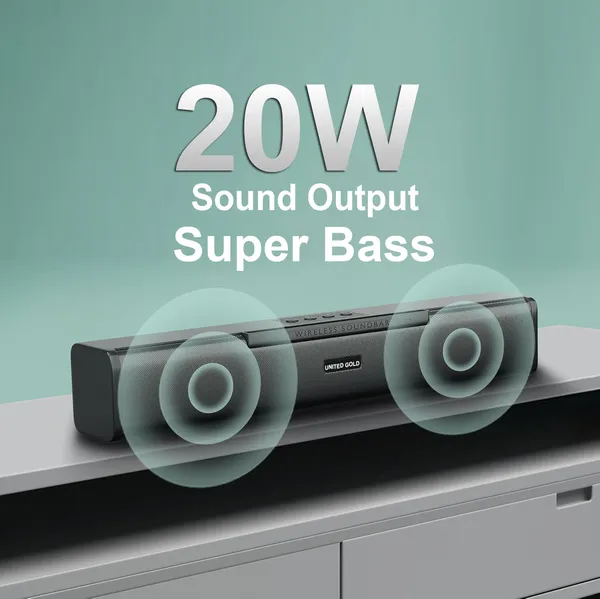 United_Gold_Melody_Bar_UGSP48_Wireless_Sounbar,_20W_Powerful_Sound_Output,_Multiple_Connectivity_Modes,_10Hrs_Playtime,_Built_In_Mobile_Holder,_Bluetooth_Sound_Bar_Speaker