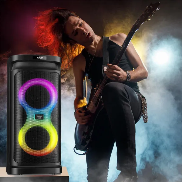 United_Party_Box__60W_Bluetooth_Party_Speaker_with_Dual_Woofers,_Dynamic_RGB_LED_Flame_Lights,_Up_to_4-Hour_Battery_Life,_Includes_Wireless_Karaoke_Mic_and_Remote_Control,_High_Bass_Sound_with_60W_Power