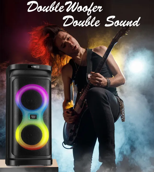 United_Party_Box_Pro_60W_Bluetooth_Party_Speaker_with_Dual_Woofers,_Dynamic_RGB_LED_Flame_Lights,_Up_to_6-Hour_Battery_Life,_Includes_Wireless_Karaoke_Mic_and_Remote_Control,_High_Bass_Sound_with_60W_Power