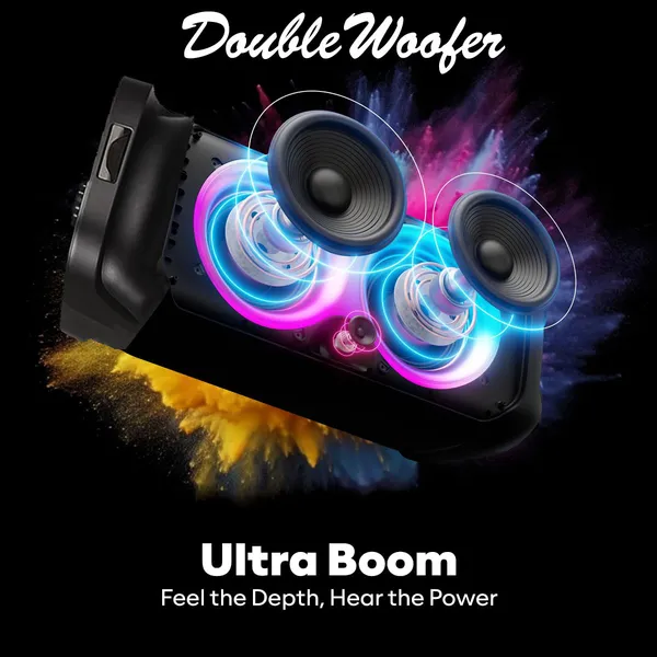 United_Party_Box_Pro_60W_Bluetooth_Party_Speaker_with_Dual_Woofers,_Dynamic_RGB_LED_Flame_Lights,_Up_to_6-Hour_Battery_Life,_Includes_Wireless_Karaoke_Mic_and_Remote_Control,_High_Bass_Sound_with_60W_Power