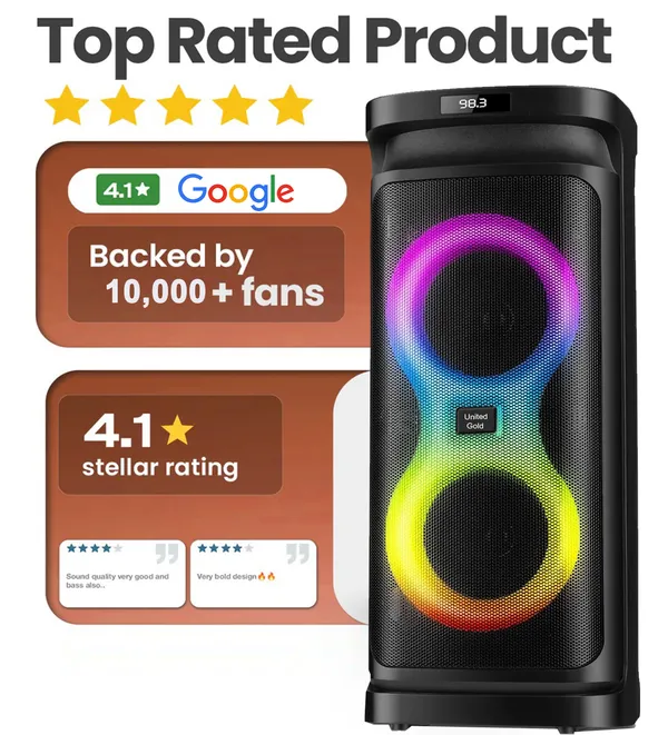 United_Party_Box_Pro_60W_Bluetooth_Party_Speaker_with_Dual_Woofers,_Dynamic_RGB_LED_Flame_Lights,_Up_to_6-Hour_Battery_Life,_Includes_Wireless_Karaoke_Mic_and_Remote_Control,_High_Bass_Sound_with_60W_Power
