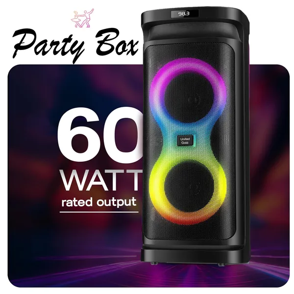 United_Party_Box__60W_Bluetooth_Party_Speaker_with_Dual_Woofers,_Dynamic_RGB_LED_Flame_Lights,_Up_to_4-Hour_Battery_Life,_Includes_Wireless_Karaoke_Mic_and_Remote_Control,_High_Bass_Sound_with_60W_Power