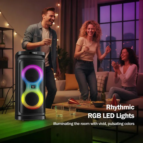 United_Party_Box__60W_Bluetooth_Party_Speaker_with_Dual_Woofers,_Dynamic_RGB_LED_Flame_Lights,_Up_to_4-Hour_Battery_Life,_Includes_Wireless_Karaoke_Mic_and_Remote_Control,_High_Bass_Sound_with_60W_Power