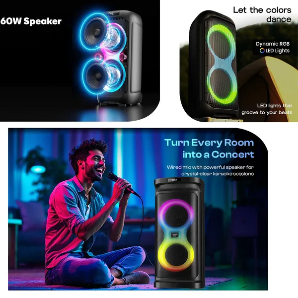 United_Party_Box__60W_Bluetooth_Party_Speaker_with_Dual_Woofers,_Dynamic_RGB_LED_Flame_Lights,_Up_to_4-Hour_Battery_Life,_Includes_Wireless_Karaoke_Mic_and_Remote_Control,_High_Bass_Sound_with_60W_Power