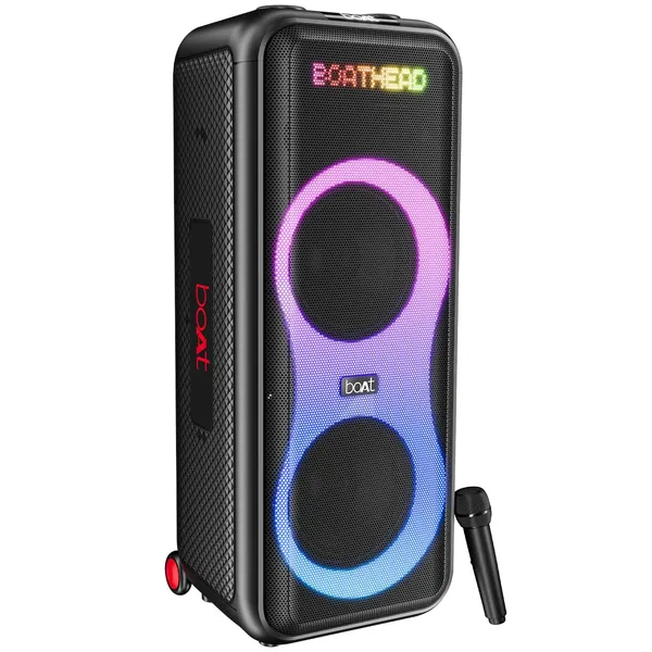 boAt_PartyPal_600_Party_Speaker,_220W_Signature_Sound,_Dynamic_Pixels,_Animated_Text_Display,_App_Support,_UHF_Wireless_Microphone,_Colorful_LEDs,7hrs_Battery_&_Guitar_Input_(Premium_Black)