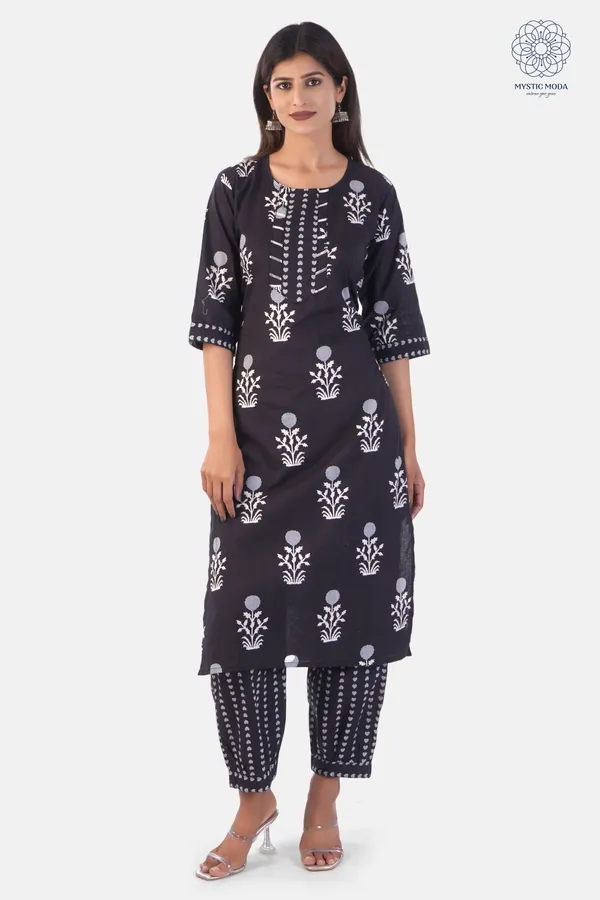 Black_Cotton_Printed_Salwar_Suit_With_Mulmul_Dupatta_Ethnic_Classic_For_Women