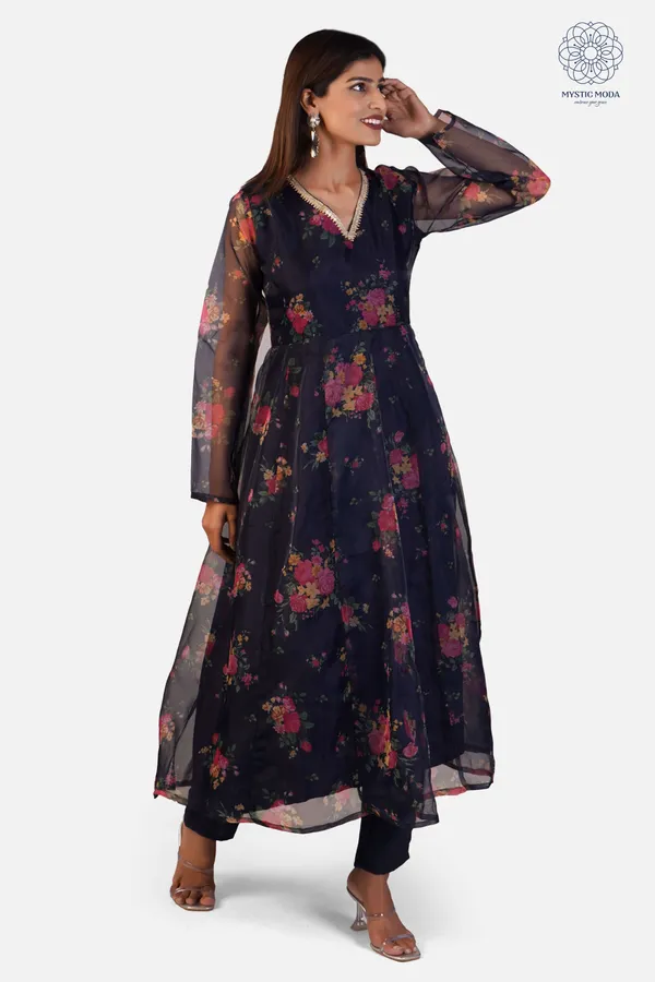 Blue_Elegant_Organza_Anarkali_Gown_Kurti_With_Pant_Dupatta_Ethnic_Set_For_Women