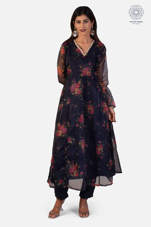 Blue_Elegant_Organza_Anarkali_Gown_Kurti_With_Pant_Dupatta_Ethnic_Set_For_Women