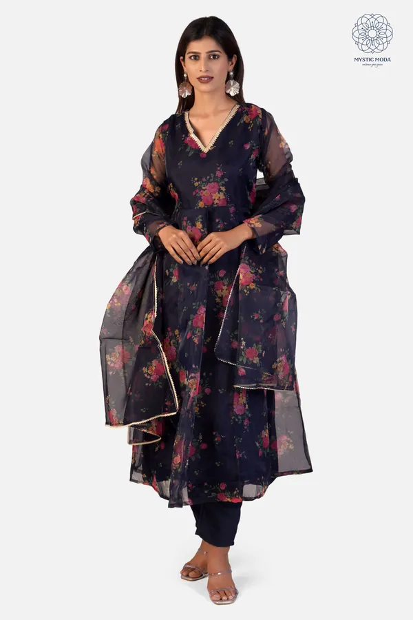 Blue_Elegant_Organza_Anarkali_Gown_Kurti_With_Pant_Dupatta_Ethnic_Set_For_Women