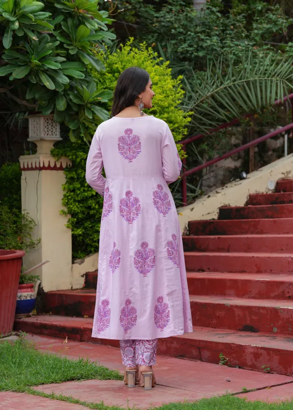 Purple_Cotton_Block_Printed_Straight_Suit_With_Embroidered_Neck_Detailing_For_Women