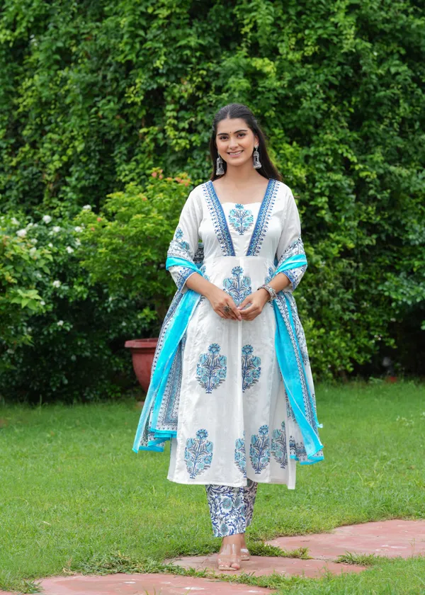 Blue_Cotton_Block_Printed_Straight_Suit_With_Embroidered_Neck_Detailing_For_Women