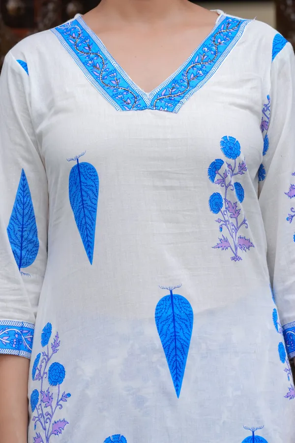 Blue_Cotton_Floral_Boota_Printed_Kurta_Set_With_Mulmul_Dupatta_For_Women