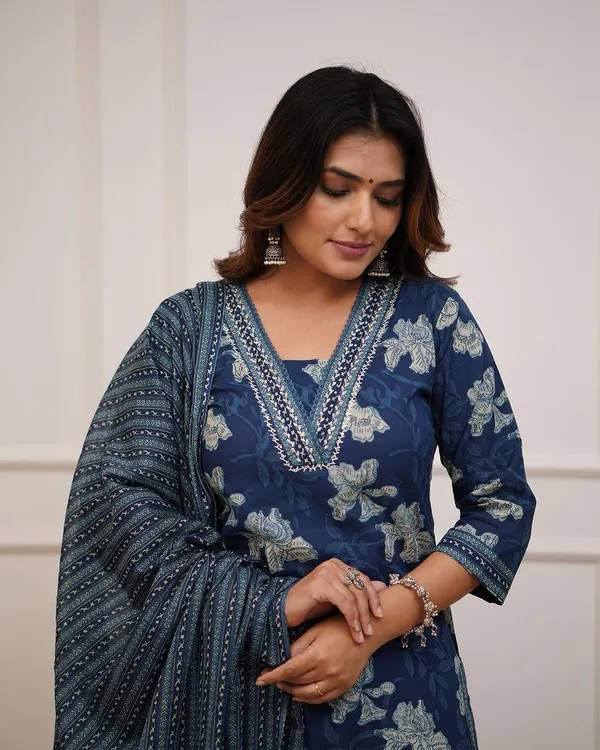 Blue_Cotton_Printed_Salwar_Suit_With_Embroidered_Neckline_Mulmul_Dupatta_Ethnic_Set_For_Women
