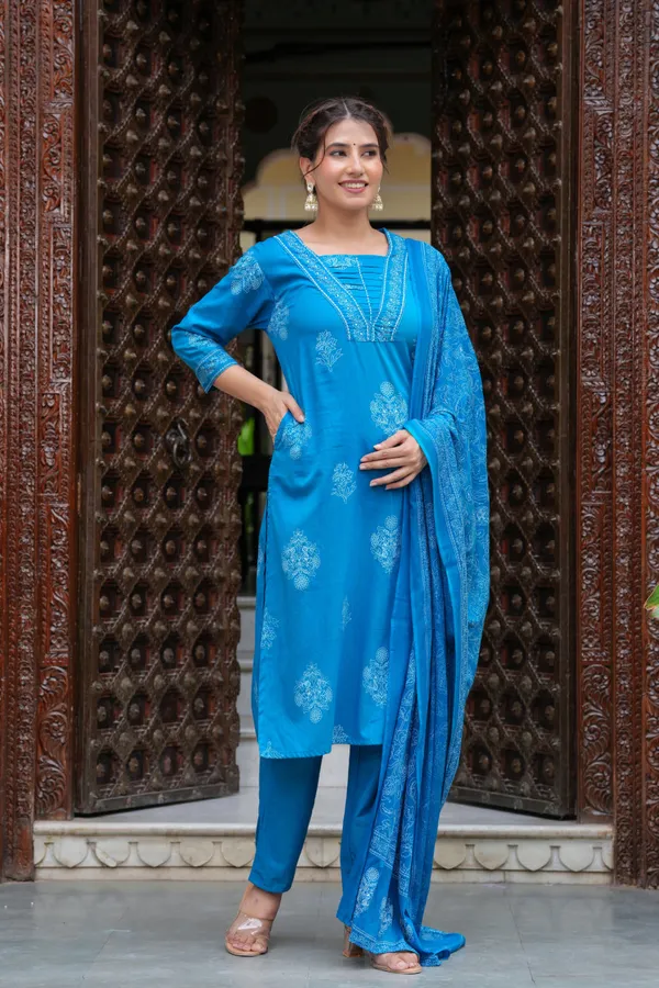 Blue_Cotton_Straight_Kurta_Set_With_Designer_Yoke_And_Adda_Work_For_Women