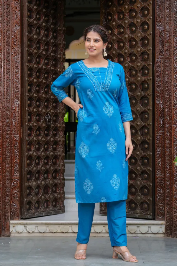 Blue_Cotton_Straight_Kurta_Set_With_Designer_Yoke_And_Adda_Work_For_Women