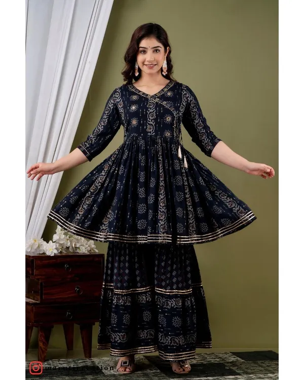 Blue_Muslin_Embroidered_Sharara_With_Dupatta_Set_Elegant_Ethnic_Ensemble_For_Women