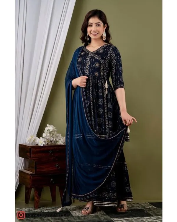 Blue_Muslin_Embroidered_Sharara_With_Dupatta_Set_Elegant_Ethnic_Ensemble_For_Women
