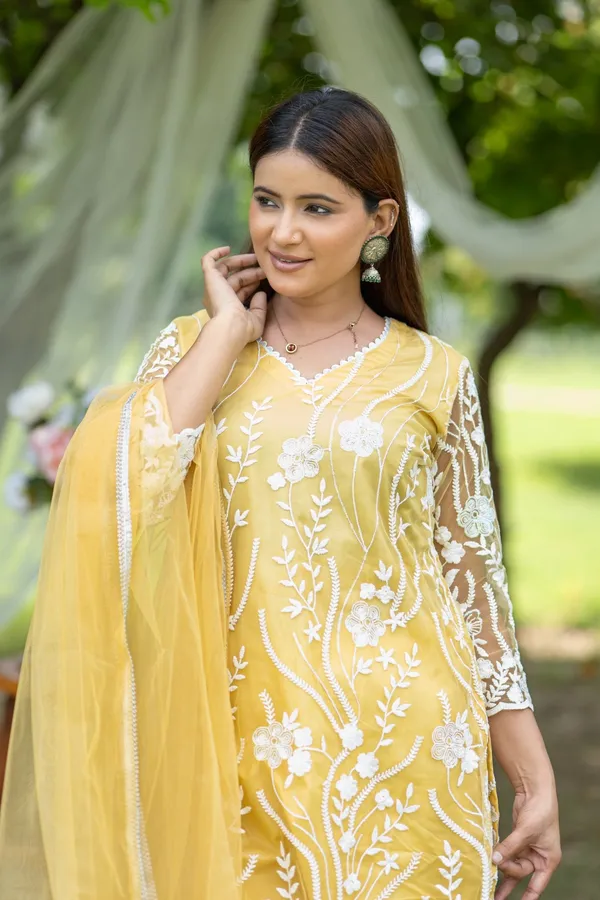 Yellow_Bright_Embroidered_Kurta_Set_With_Sheer_Dupatta_For_Women