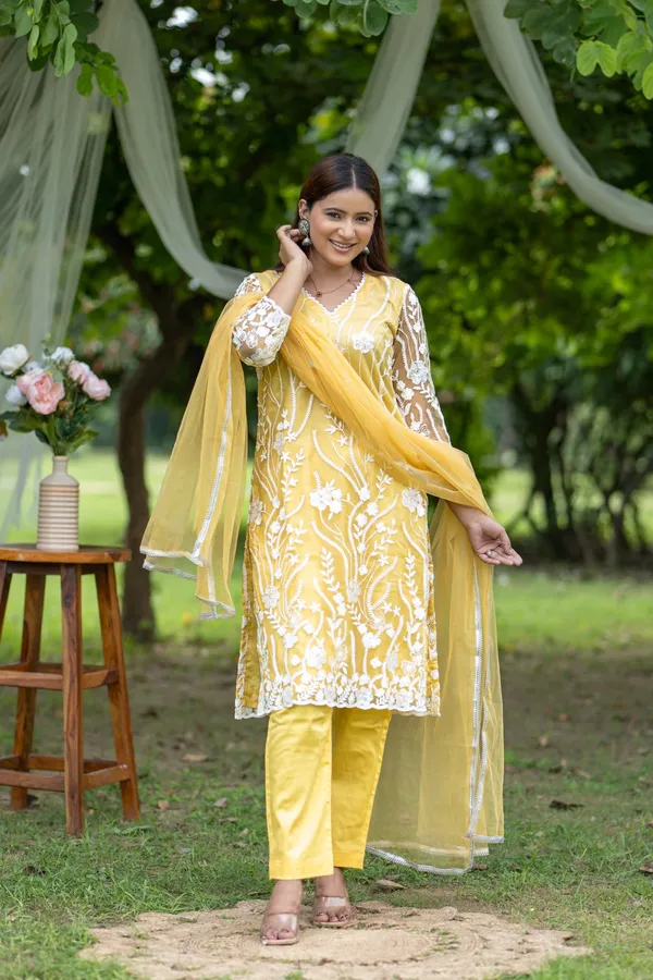 Yellow_Bright_Embroidered_Kurta_Set_With_Sheer_Dupatta_For_Women