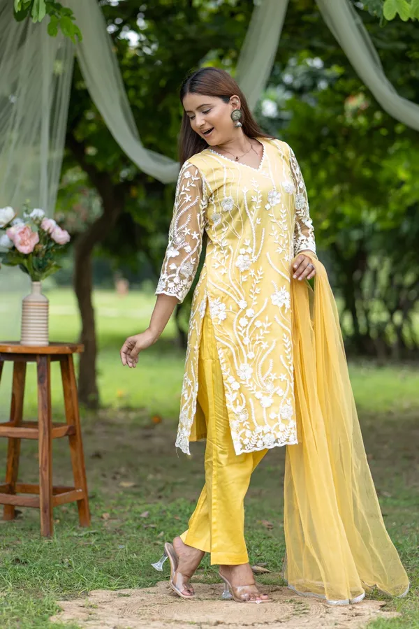 Yellow_Bright_Embroidered_Kurta_Set_With_Sheer_Dupatta_For_Women