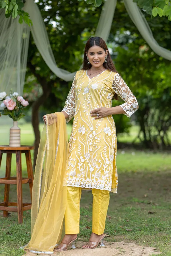Yellow_Bright_Embroidered_Kurta_Set_With_Sheer_Dupatta_For_Women