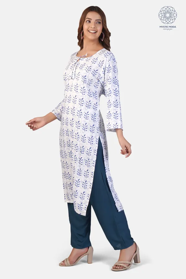 Blue_Cotton_Hand_Block_Printed_Kurta_Set_With_Tie_Dye_Dupatta_For_Women