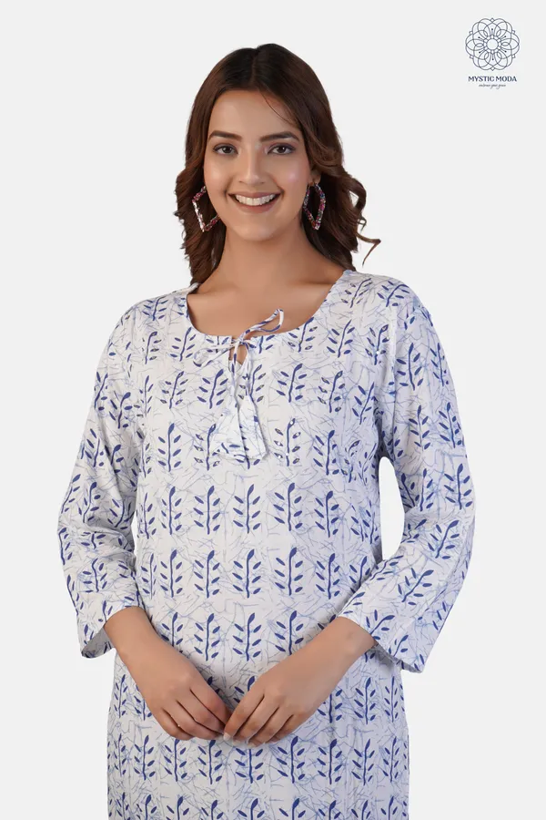 Blue_Cotton_Hand_Block_Printed_Kurta_Set_With_Tie_Dye_Dupatta_For_Women