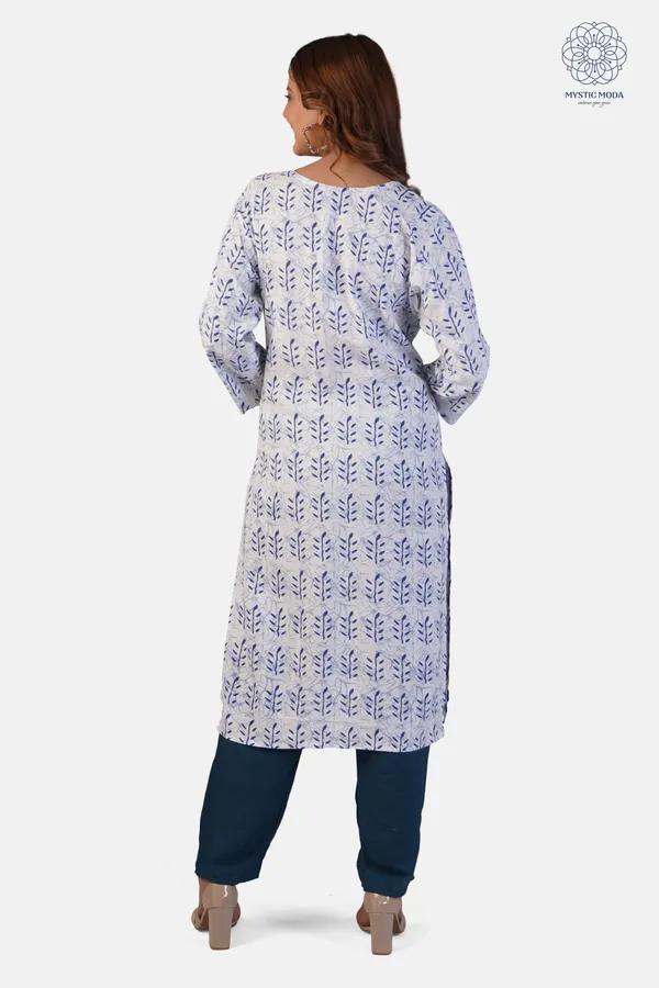 Blue_Cotton_Hand_Block_Printed_Kurta_Set_With_Tie_Dye_Dupatta_For_Women