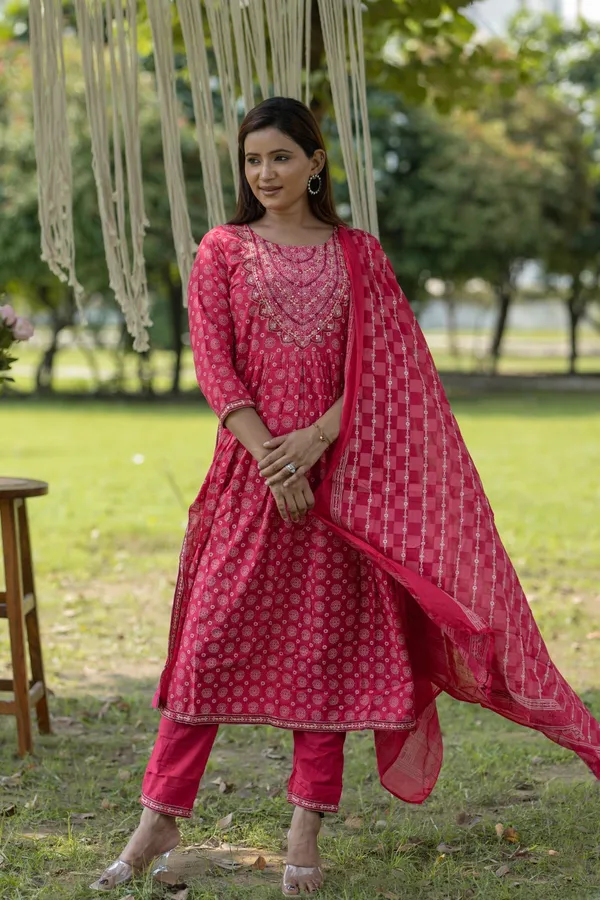 Pink_Cotton_Embroidered_Anarkali_Kurta_Set_With_Pants_Dupatta_For_Women