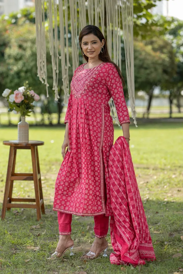 Pink_Cotton_Embroidered_Anarkali_Kurta_Set_With_Pants_Dupatta_For_Women