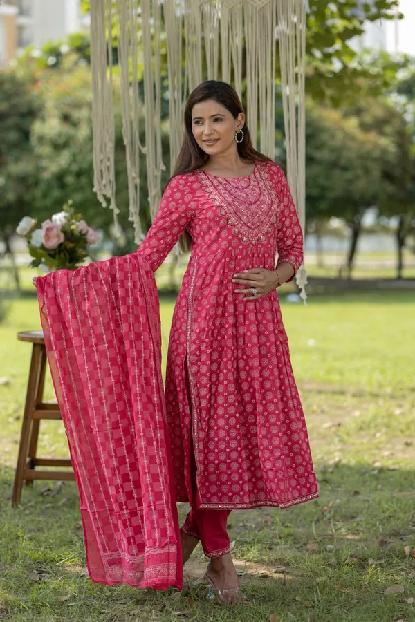 Pink_Cotton_Embroidered_Anarkali_Kurta_Set_With_Pants_Dupatta_For_Women