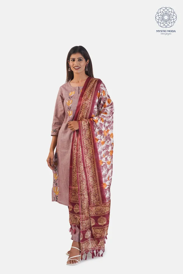 Purple_Cotton_Embroidered_Floral_Suit_Set_With_Printed_Dupatta_Elegant_Ethnic_Wear_For_Women