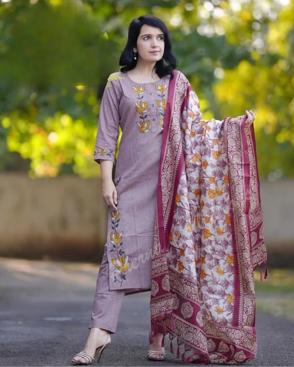 Purple_Cotton_Embroidered_Floral_Suit_Set_With_Printed_Dupatta_Elegant_Ethnic_Wear_For_Women