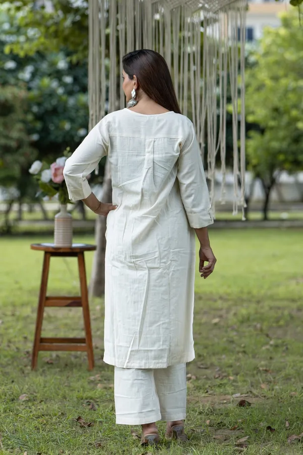 White_Elegant_Cotton_Kurti_With_Embroidered_Yoke_Palazzo_Set_Comfortable_Ethnic_Wear_For_Women