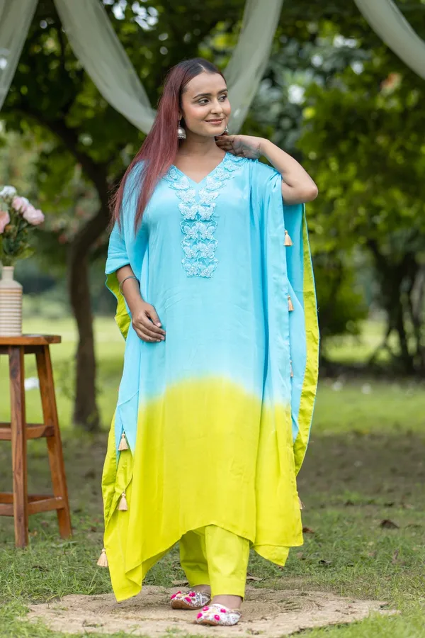 Blue_Elegant_Tie_Dye_Kaftan_Set_With_Embroidered_Detail_For_Women