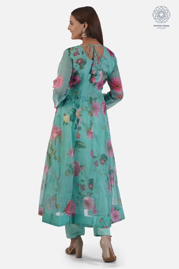 Green_Elegant_Organza_Anarkali_Gown_Kurti_With_Pant_Dupatta_Ethnic_Set_For_Women