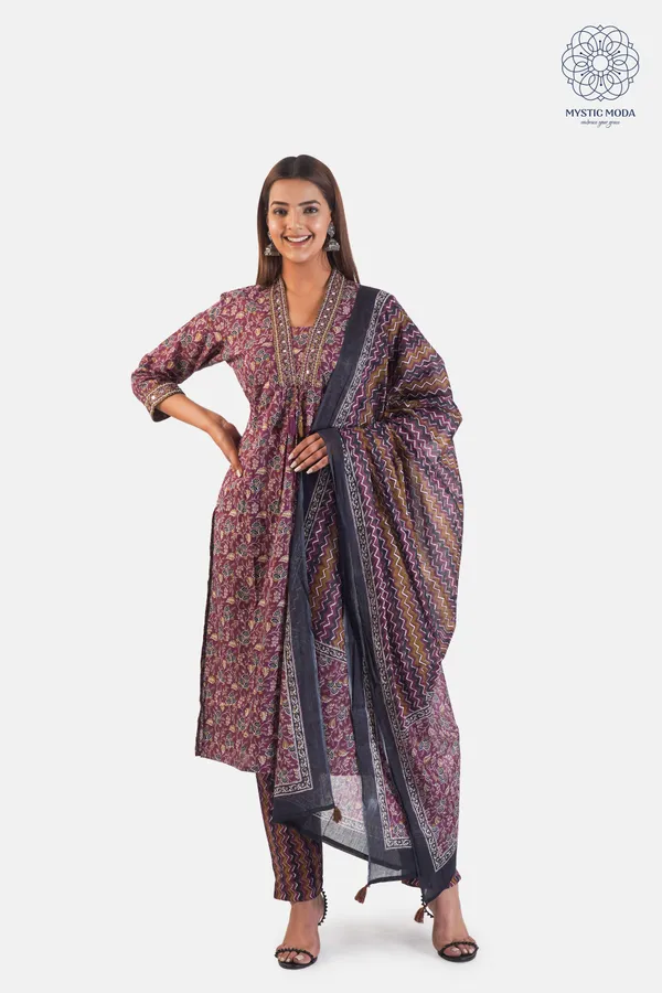 Maroon_Cotton_Printed_Suit_Set_Straight_Kurta_With_Pants_Dupatta_For_Women