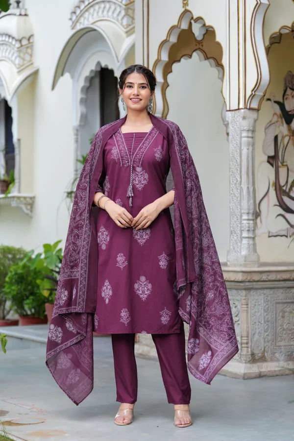 Maroon_Cotton_Straight_Kurta_Set_With_Designer_Yoke_Adda_Work_For_Women
