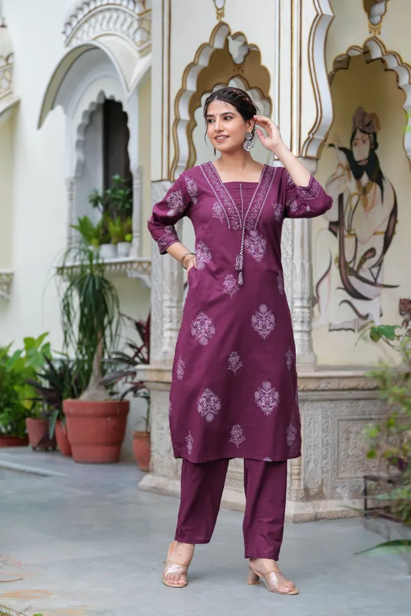 Maroon_Cotton_Straight_Kurta_Set_With_Designer_Yoke_Adda_Work_For_Women